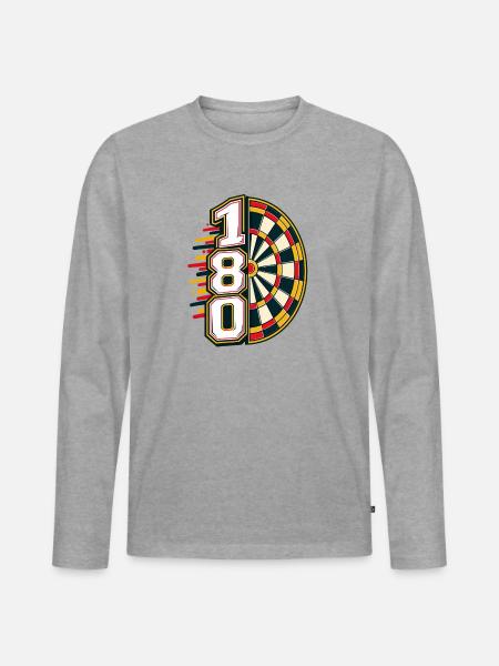 180 Dartboard Kraftgrafik - Männer Premium Bio Langarmshirt - Grau meliert