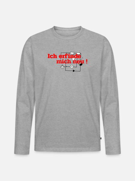 Ich erfinde mich neu - Männer Premium Bio Langarmshirt - Grau meliert