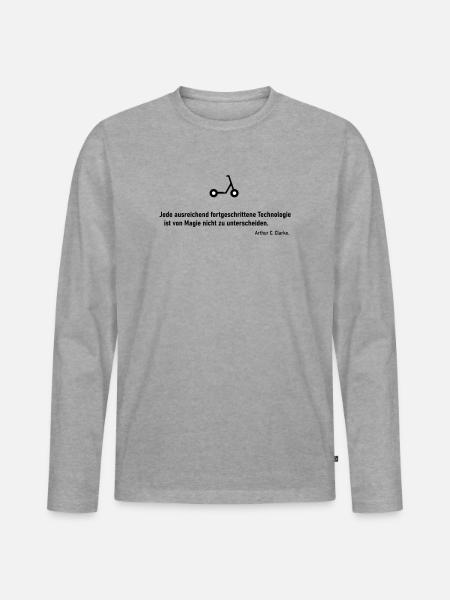 Technologie Magie Scooter - Männer Premium Bio Langarmshirt - Grau meliert