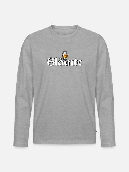 Sláinte Bierglas Design - Männer Premium Bio Langarmshirt - Grau meliert