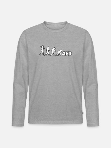 Evolution rückwärts – Gegen Nazis & Faschismus - Männer Premium Bio Langarmshirt - Grau meliert