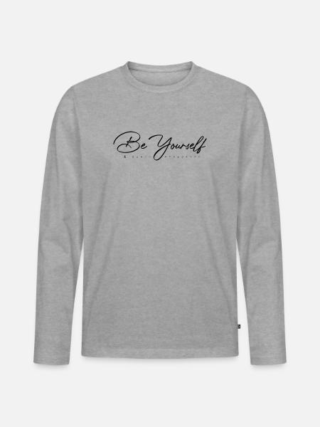 Sei du selbst - Männer Premium Bio Langarmshirt - Grau meliert