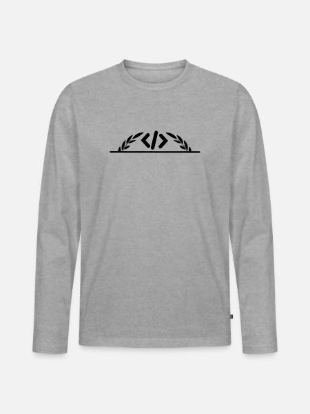 Code-Logo im halben Lorbeerkranz - Männer Premium Bio Langarmshirt - Grau meliert