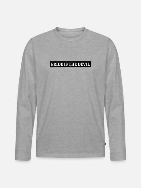 pride is the devil - Männer Premium Bio Langarmshirt - Grau meliert