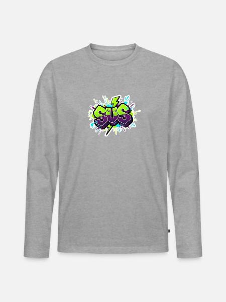 SUS Graffiti Neon Splash - Männer Premium Bio Langarmshirt - Grau meliert