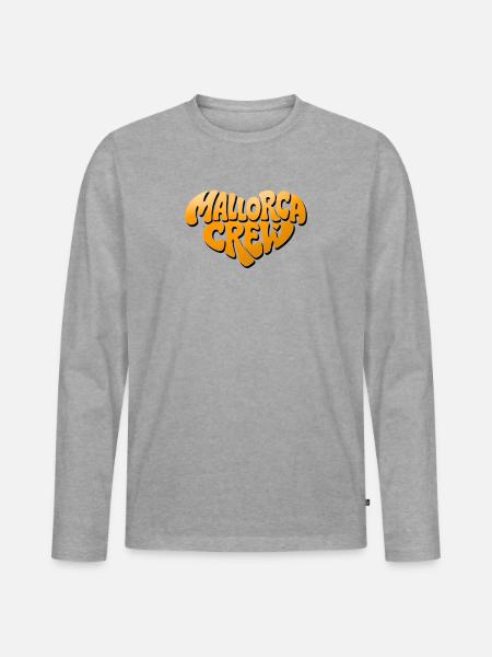 Mallorca Crew Bubble Logo - Männer Premium Bio Langarmshirt - Grau meliert