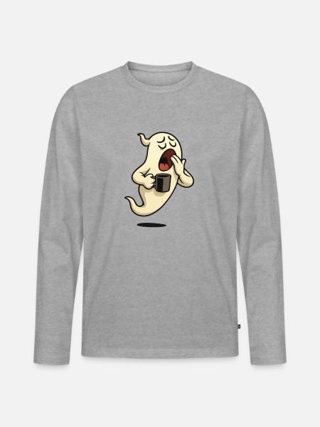 Müder Geist. - Männer Premium Bio Langarmshirt - Grau meliert