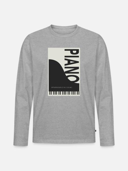 Piano – Between Silence and Sound - Männer Premium Bio Langarmshirt - Grau meliert