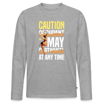 Achtung Bewohner Macht Jederzeit Radschlag - Männer Premium Bio Langarmshirt - Grau meliert - Vorne - Nico (187cm)