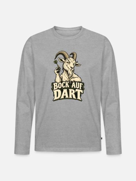 Bock auf Dart - Männer Premium Bio Langarmshirt - Grau meliert