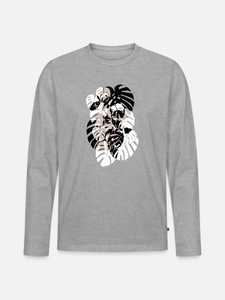 MONSTERA - Männer Premium Bio Langarmshirt - Grau meliert