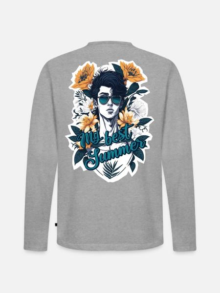 Mein bester Sommer - Männer Premium Bio Langarmshirt - Grau meliert