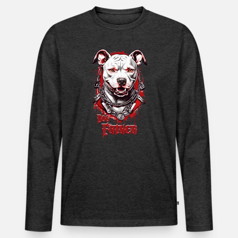 Hunderasse Pitbulls, Hunde Vater - Männer Premium Bio Langarmshirt - Anthrazit meliert