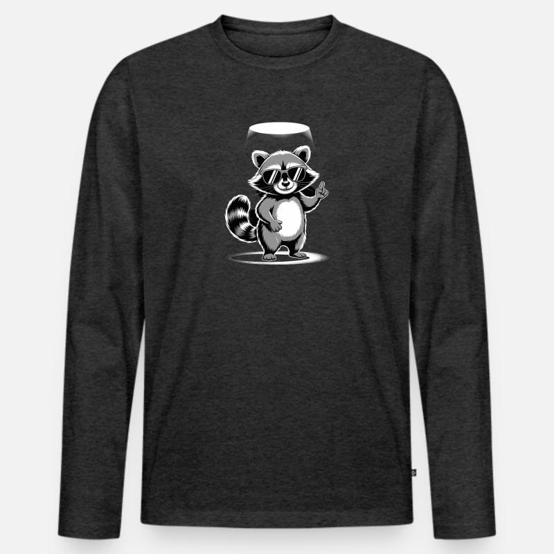 Waschbär mit Sonnenbrille - Männer Premium Bio Langarmshirt - Anthrazit meliert