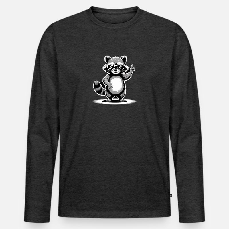 Waschbär - Männer Premium Bio Langarmshirt - Anthrazit meliert