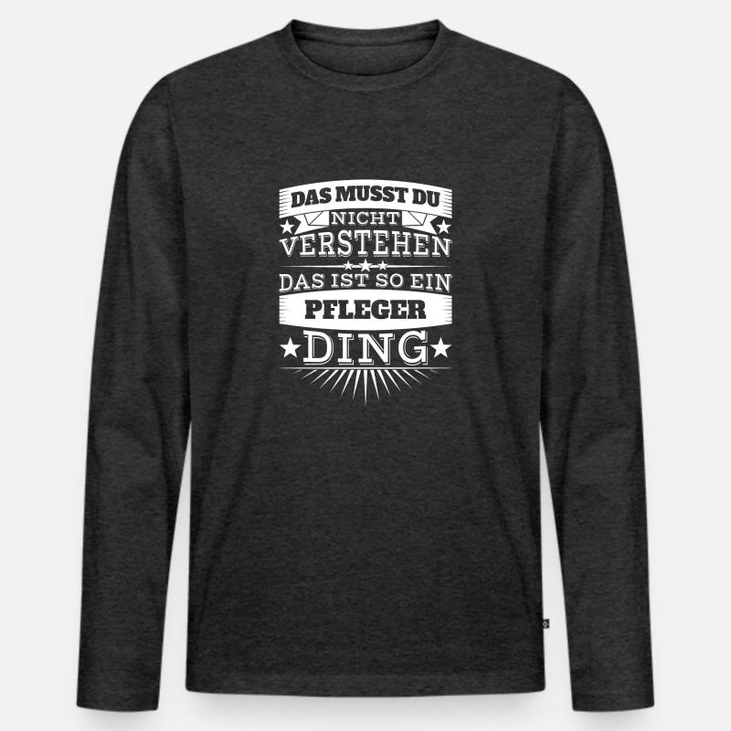 Pfleger - Männer Premium Bio Langarmshirt - Anthrazit meliert