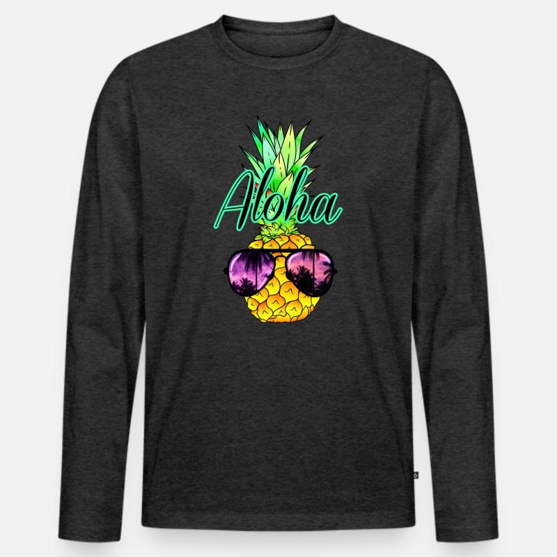 Ananas Aloha - Männer Premium Bio Langarmshirt - Anthrazit meliert