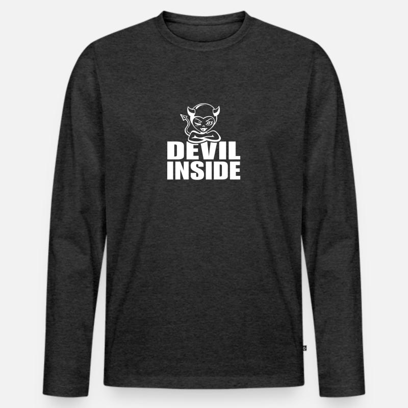 Devil-Inside - Männer Premium Bio Langarmshirt - Anthrazit meliert