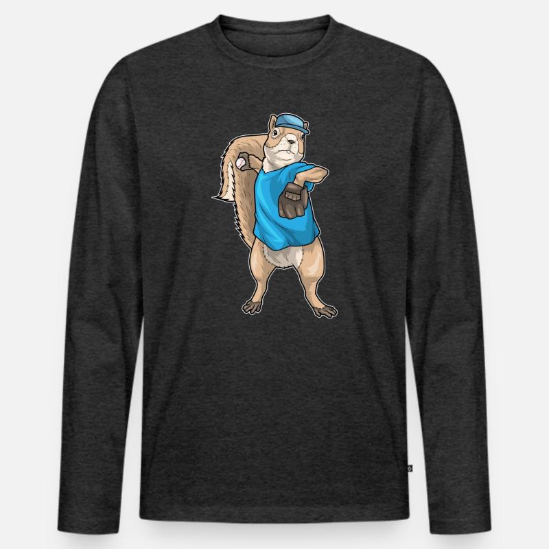Eichhörnchen Baseball Baseballhandschuh - Männer Premium Bio Langarmshirt - Anthrazit meliert