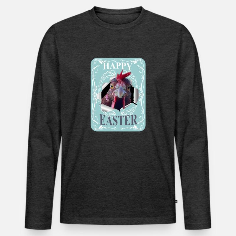 Happy Easter - Männer Premium Bio Langarmshirt - Anthrazit meliert
