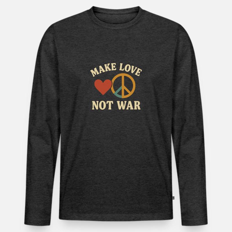 Make Love Not War - Männer Premium Bio Langarmshirt - Anthrazit meliert