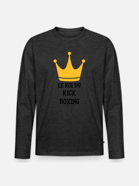 Kickboxing / Kick-Boxeur / Kick Boxing / - T-shirt manches longues Premium bio Homme - anthracite chiné