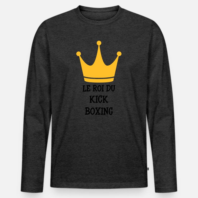 Kickboxen / Kickboxing / Kickboxer / Kick Boxing - Männer Premium Bio Langarmshirt - Anthrazit meliert