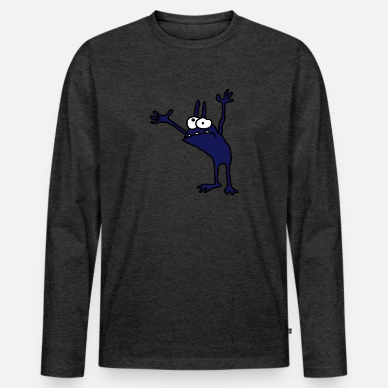 Kobold - Männer Premium Bio Langarmshirt - Anthrazit meliert