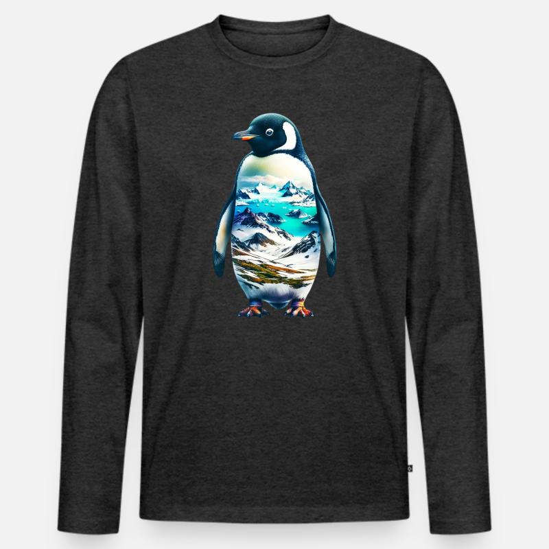Pinguin - Männer Premium Bio Langarmshirt - Anthrazit meliert