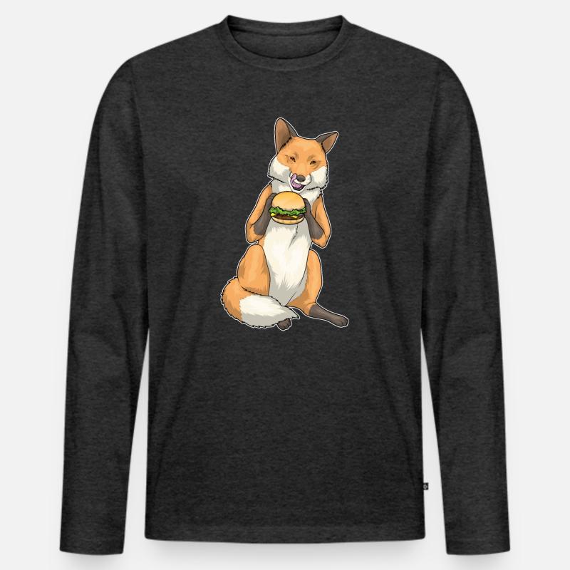 Fuchs Burger - Männer Premium Bio Langarmshirt - Anthrazit meliert