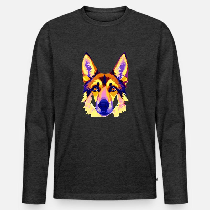 Hunde Schäferhund Hund Hundehalter Hundebesitzer - Männer Premium Bio Langarmshirt - Anthrazit meliert