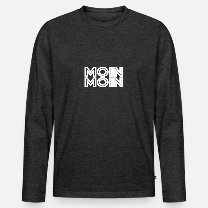 Moin Moin - Männer Premium Bio Langarmshirt - Anthrazit meliert