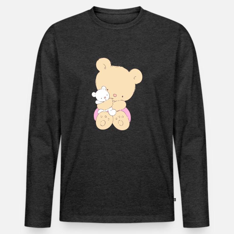 Bear hugging toy Teddy bear - Männer Premium Bio Langarmshirt - Anthrazit meliert