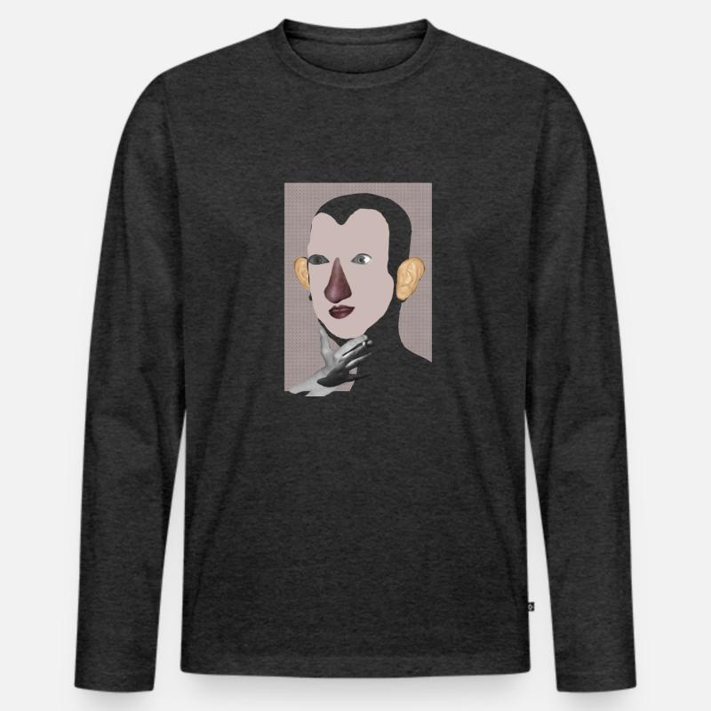 Fld.) Denke Thinkah - Männer Premium Bio Langarmshirt - Anthrazit meliert