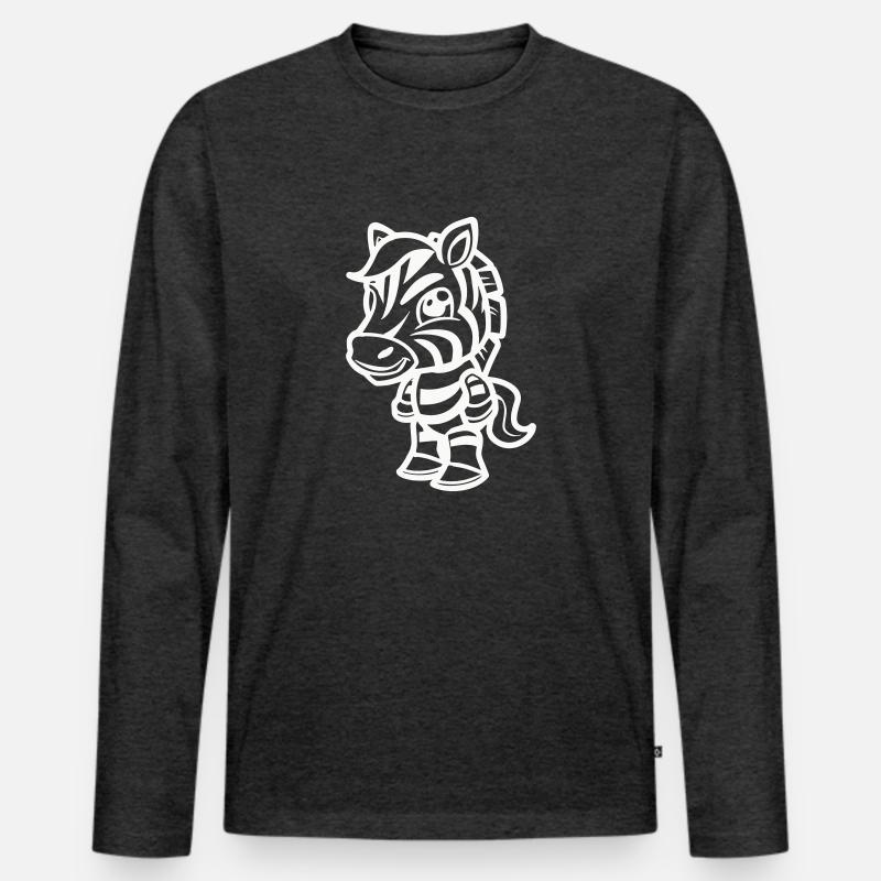 zebra comic - Männer Premium Bio Langarmshirt - Anthrazit meliert