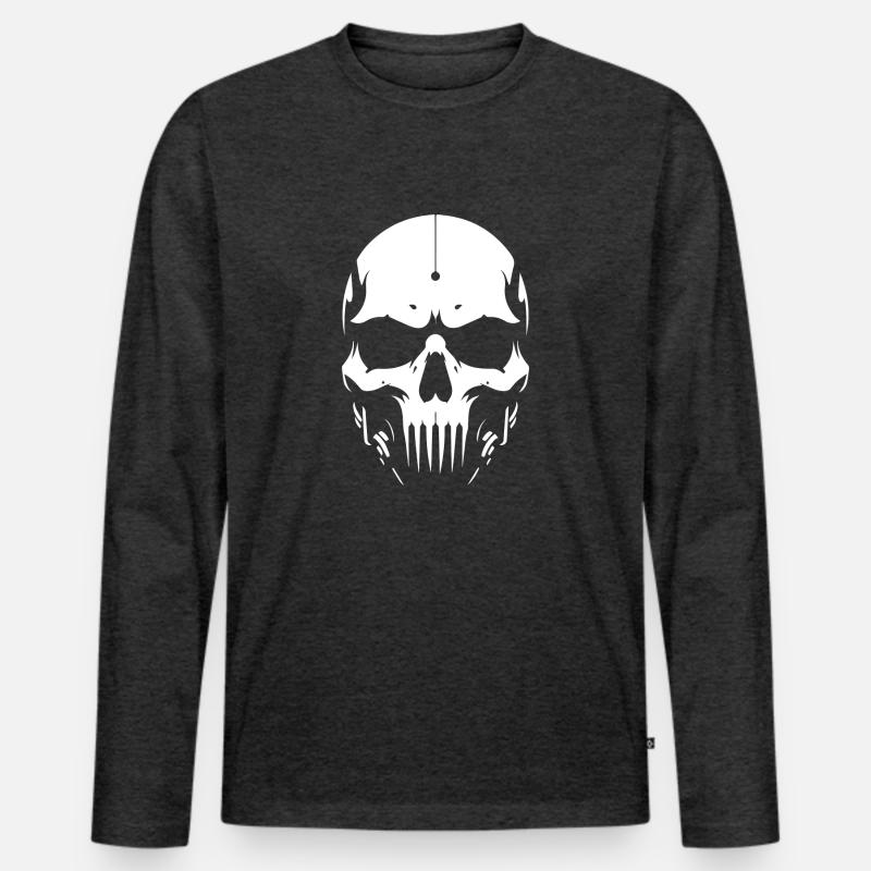 skull3w - Männer Premium Bio Langarmshirt - Anthrazit meliert