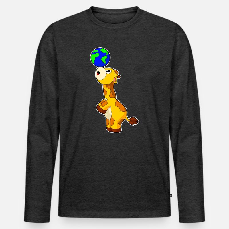 Giraffe Erde - Männer Premium Bio Langarmshirt - Anthrazit meliert