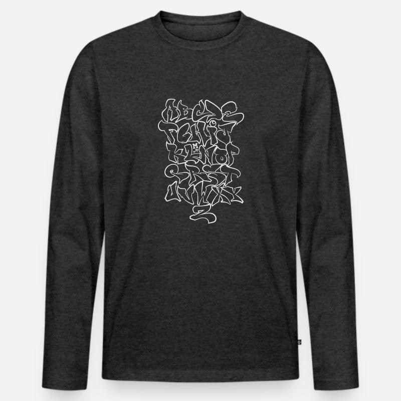 Graffiti Alphabet - Männer Premium Bio Langarmshirt - Anthrazit meliert