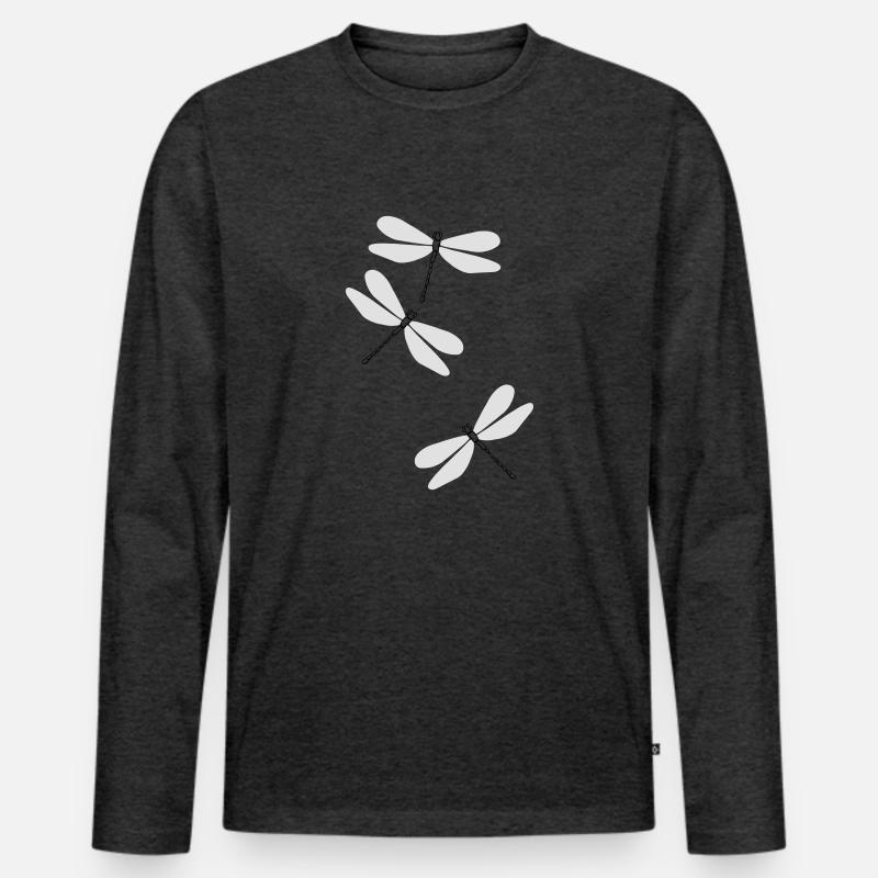 Libellen beu5 - Männer Premium Bio Langarmshirt - Anthrazit meliert