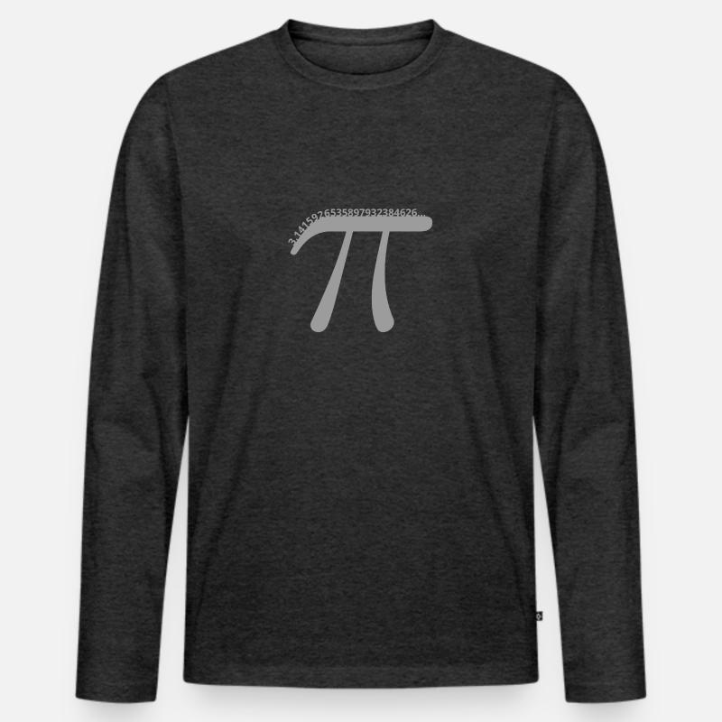 Pi (grau) mit 3,14159... - Männer Premium Bio Langarmshirt - Anthrazit meliert