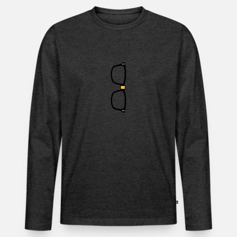 Brille - Nerd - Männer Premium Bio Langarmshirt - Anthrazit meliert