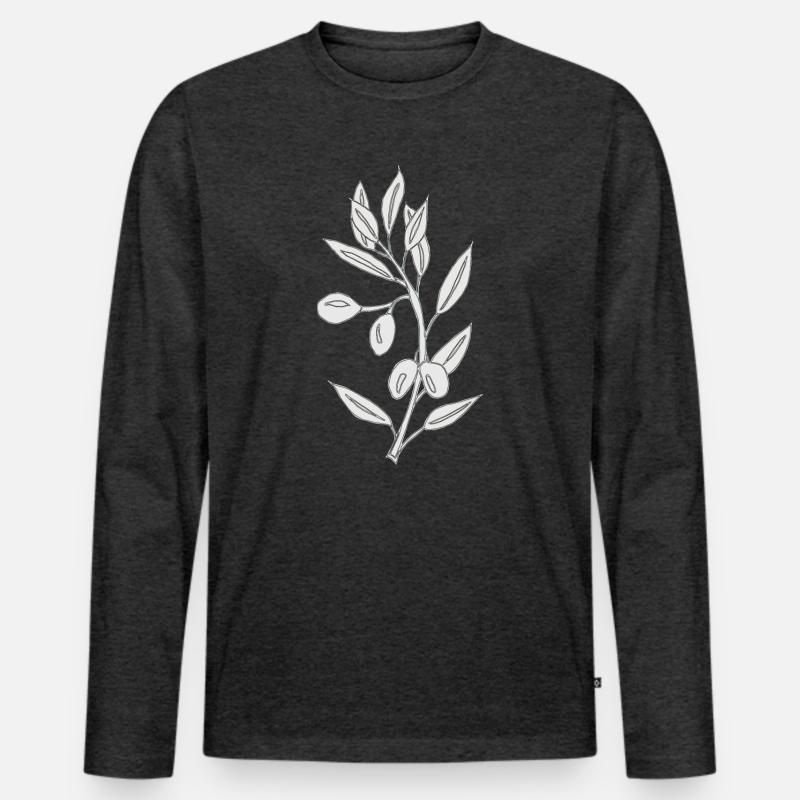 olive grau - Männer Premium Bio Langarmshirt - Anthrazit meliert