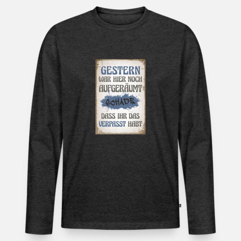 Gestern war hier noch aufgeräumt - Männer Premium Bio Langarmshirt - Anthrazit meliert