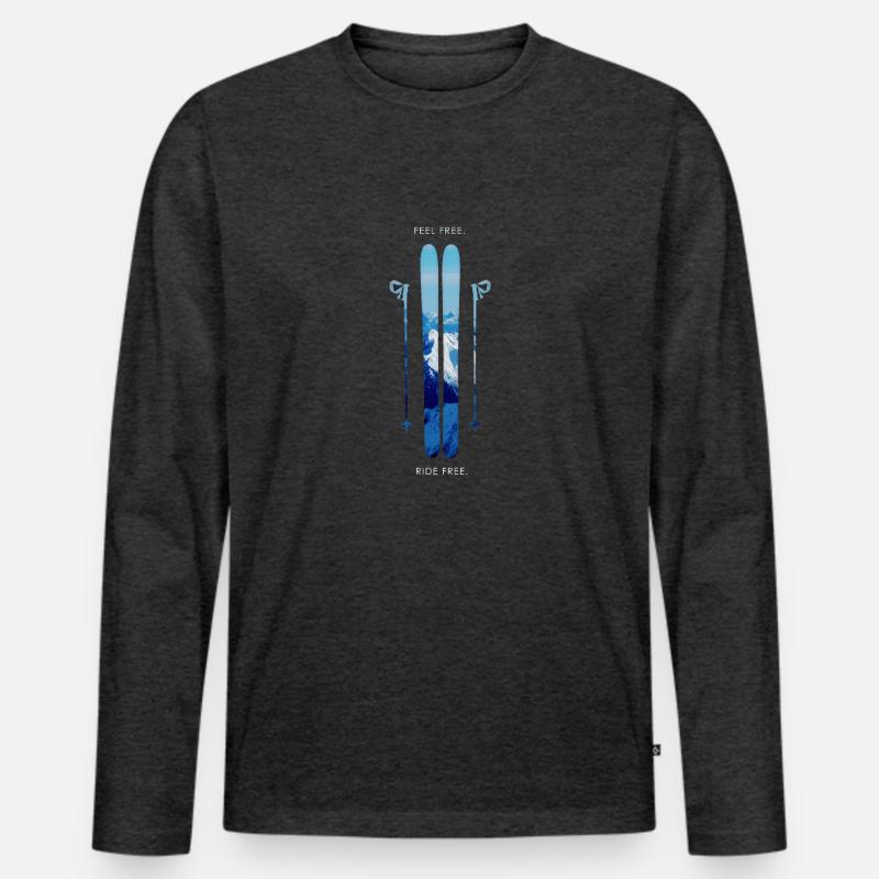 Freeski - White - Männer Premium Bio Langarmshirt - Anthrazit meliert