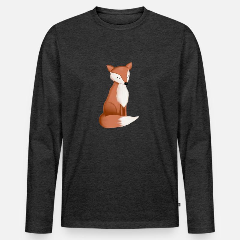 Fuchs - Männer Premium Bio Langarmshirt - Anthrazit meliert