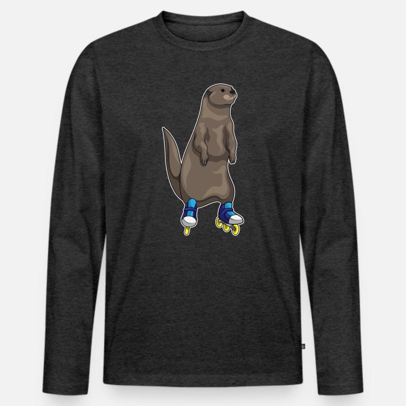 Otter Inline skating Inline skates - Männer Premium Bio Langarmshirt - Anthrazit meliert