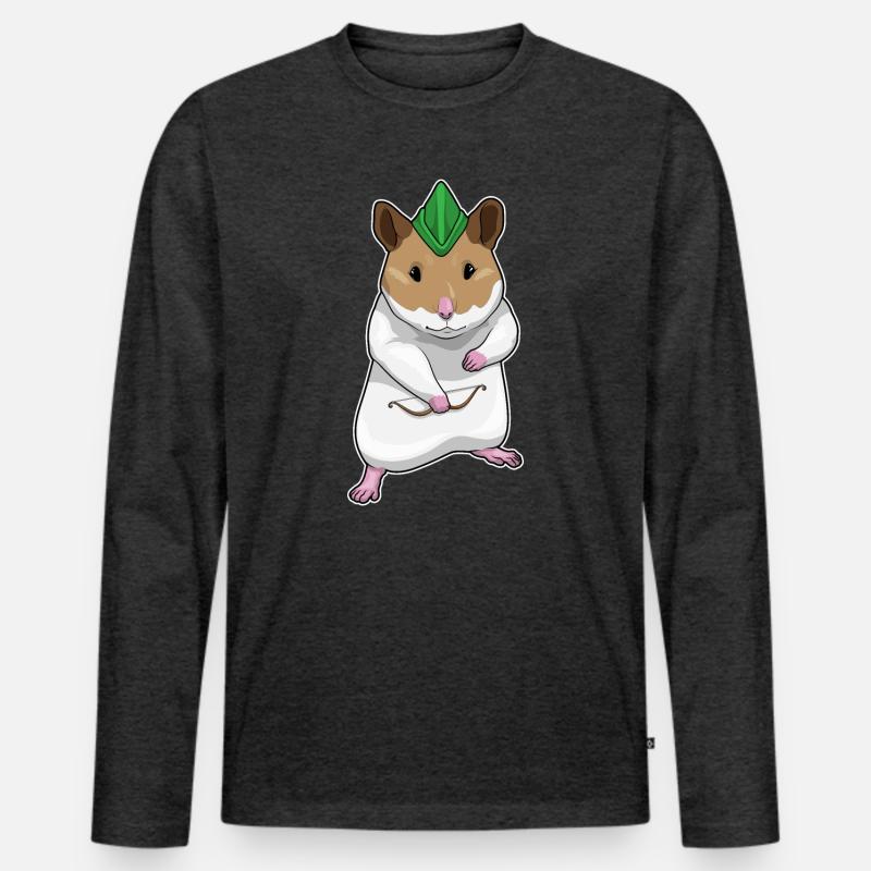 Hamster Bogenschütze Bogen - Männer Premium Bio Langarmshirt - Anthrazit meliert