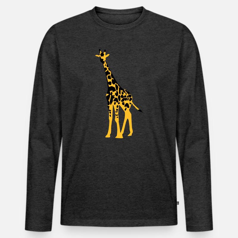 Giraffe - Männer Premium Bio Langarmshirt - Anthrazit meliert