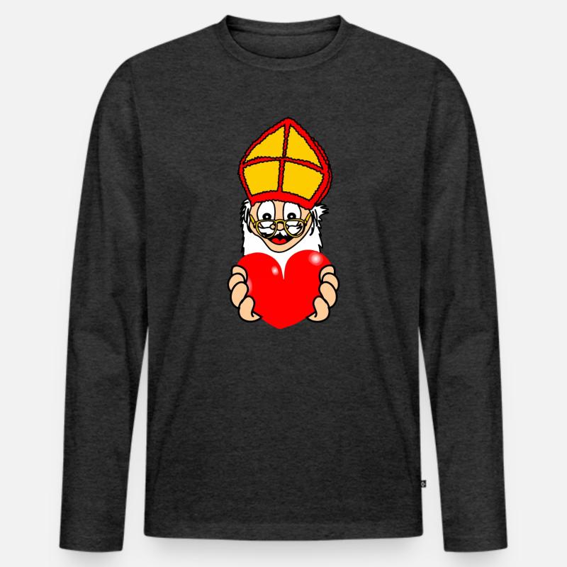 Sinterklaas mit Herz - Männer Premium Bio Langarmshirt - Anthrazit meliert