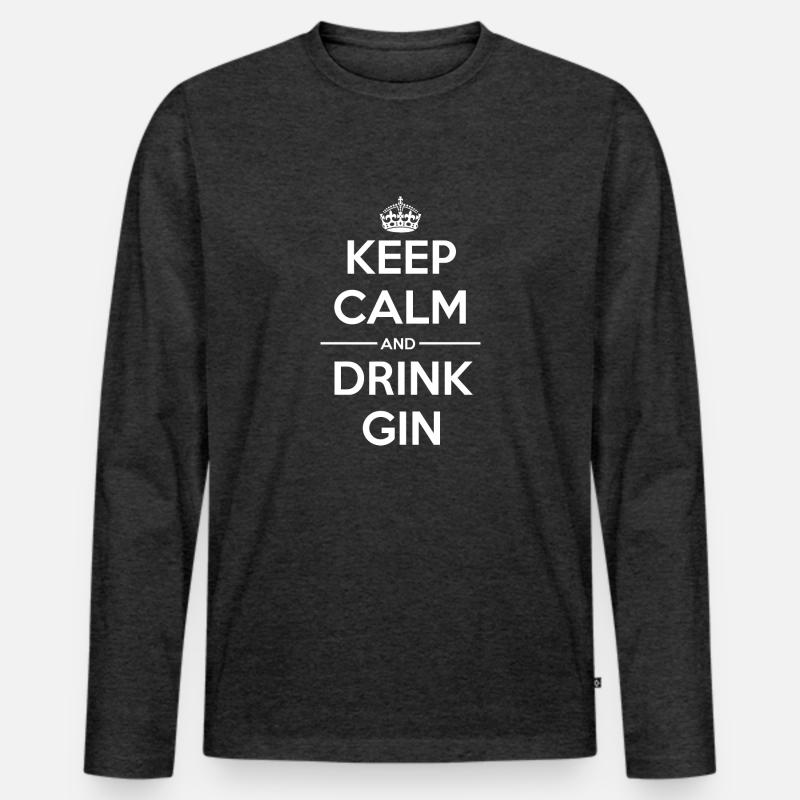 Drinks Keep calm Gin - Männer Premium Bio Langarmshirt - Anthrazit meliert